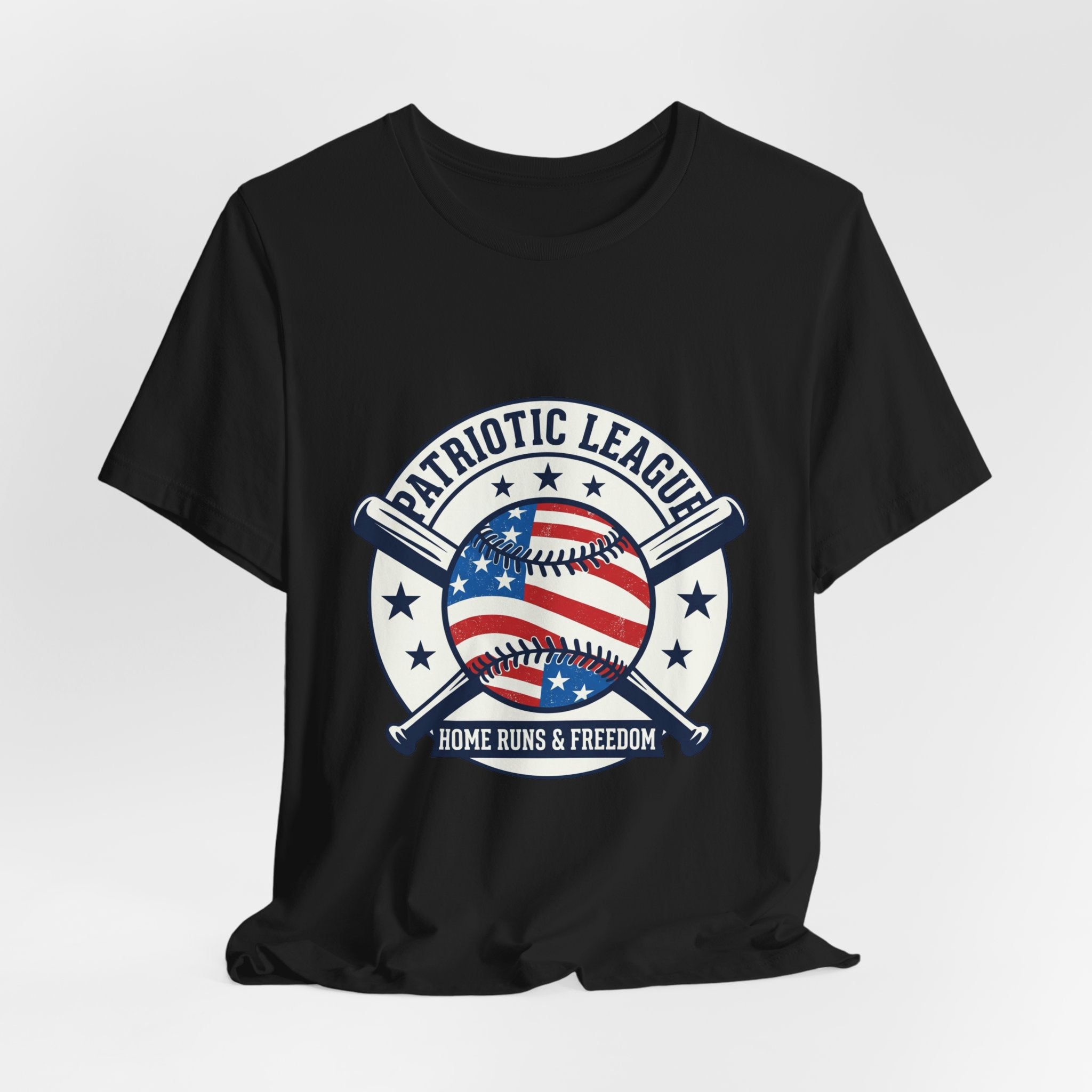 Patriotic Baseball Graphic Tee | Vintage Red White Blue Home Run Shirt