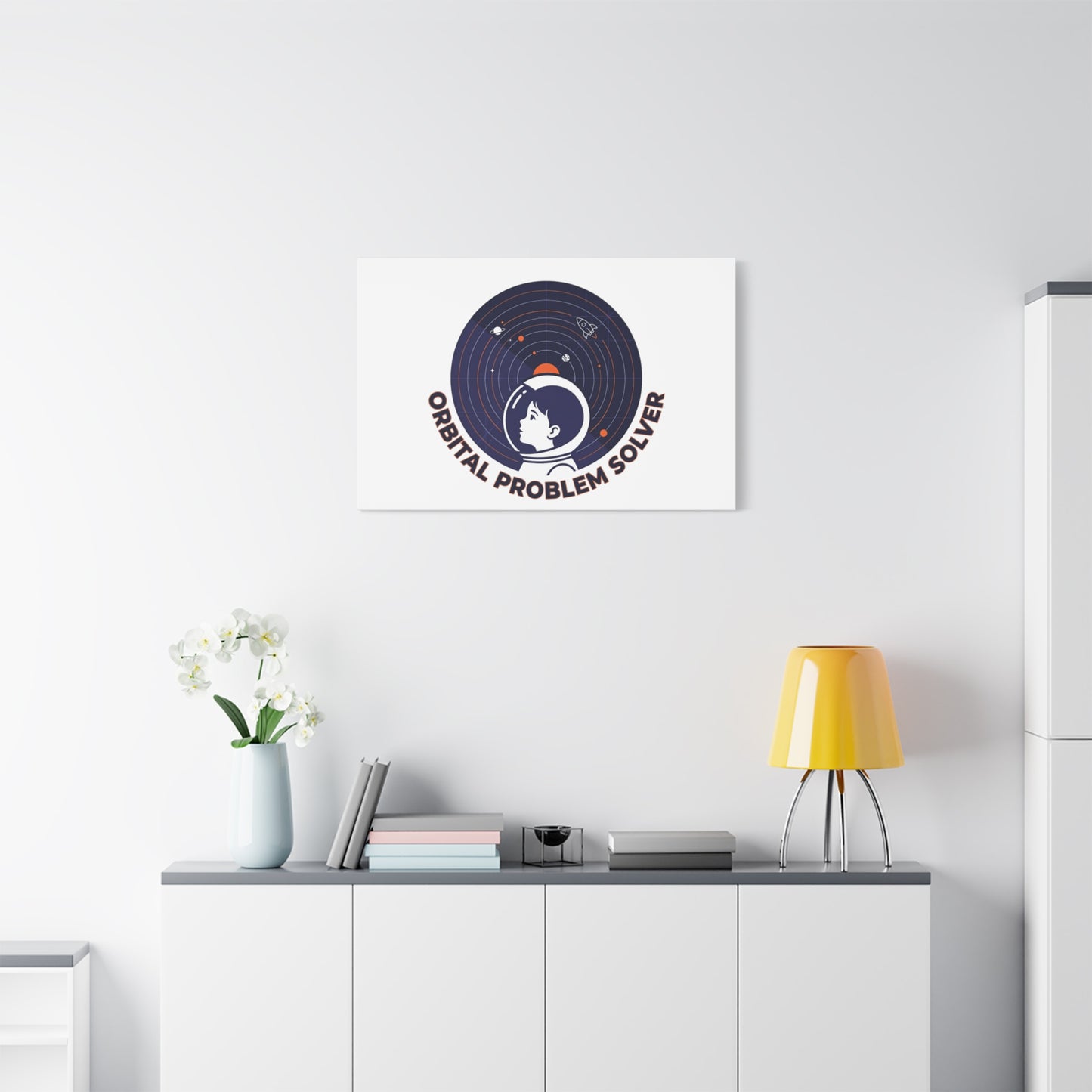Orbital Problem Solver Canvas | space mission patch, astronaut art, cosmic science