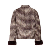 Artificial fur effect cuff jacket for women's clothing