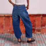 Stitched-detail Patch Pocket Tapered Womens Jeans