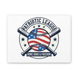 Patriotic Baseball Emblem Canvas | Vintage Red White Blue Baseball Wall Art