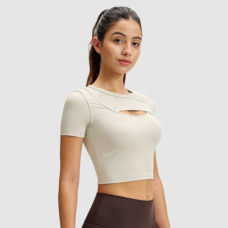 Women's Athletic Short-sleeve Yoga Outfit Outdoor T-shirt Front