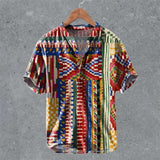 Men's Casual Linen Semi-Open Short-Sleeve