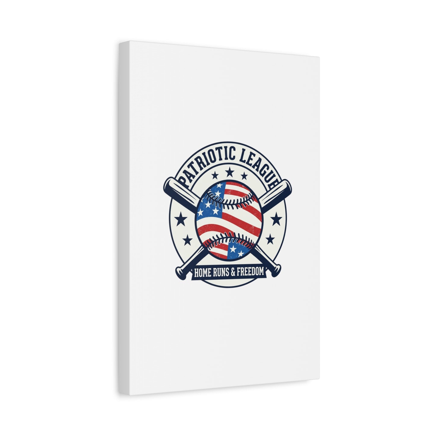 Patriotic Baseball Emblem Canvas | Vintage Red White Blue Baseball Wall Art