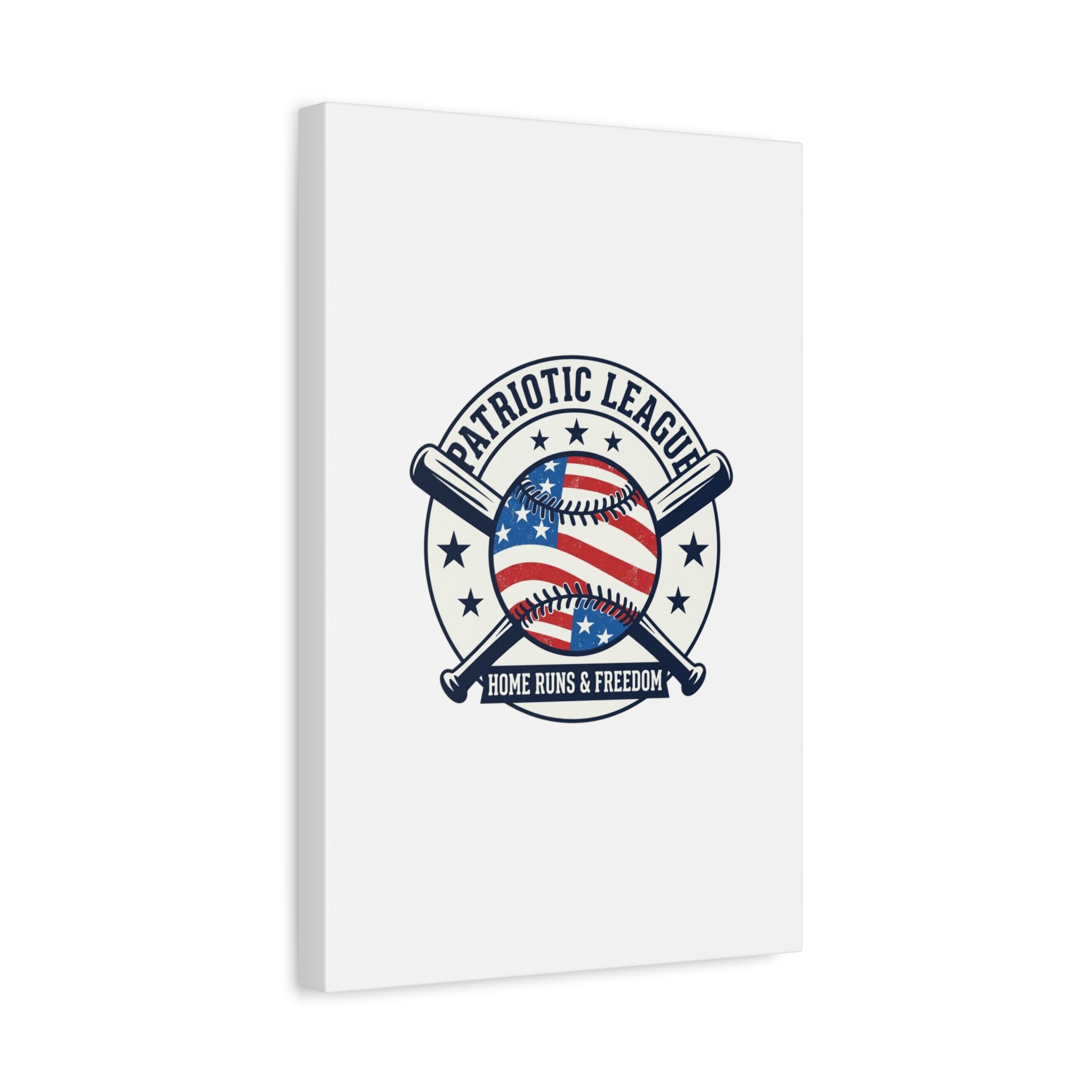 Patriotic Baseball Emblem Canvas | Vintage Red White Blue Baseball Wall Art