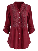 Women's Solid Color Casual Loose V-neck Shirt