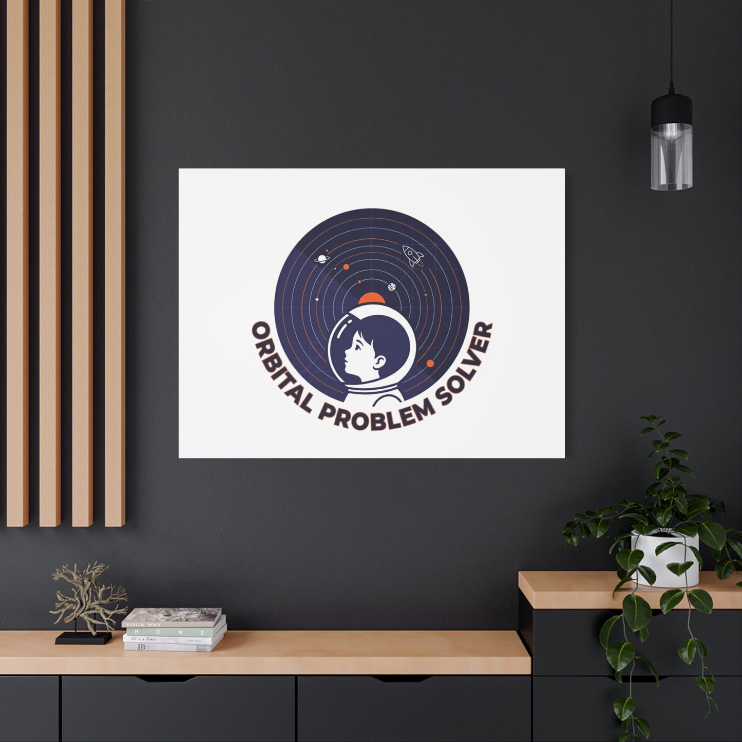 Orbital Problem Solver Canvas | space mission patch, astronaut art, cosmic science