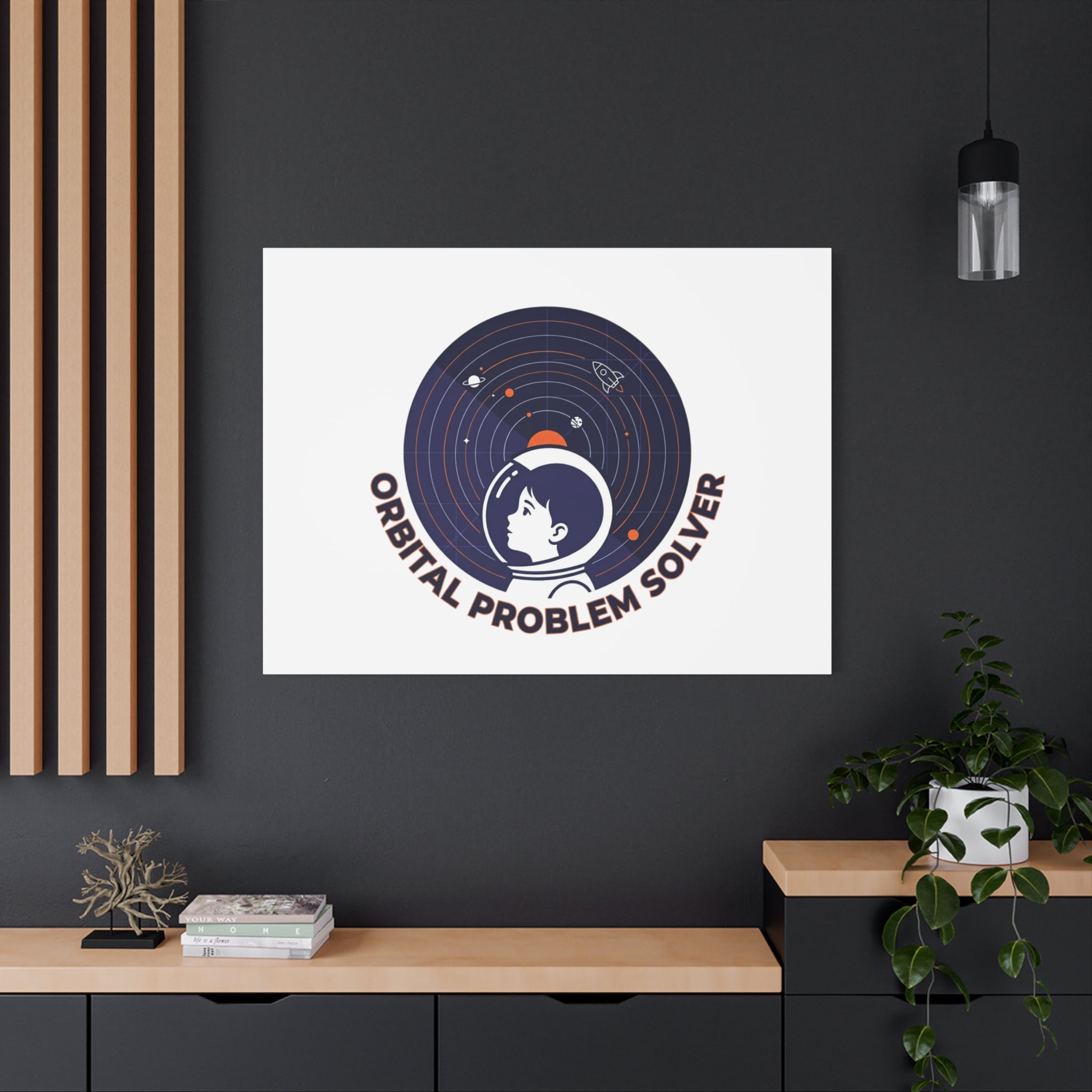 Orbital Problem Solver Canvas | space mission patch, astronaut art, cosmic science