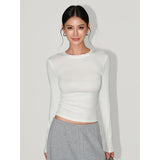 Slimming Figure-hugging Solid-color Base Top For Women