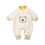 Baby Fleece-lined Cartoon Bear Thickened Jumpsuit