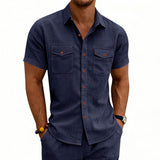 Men's Casual Loose-fit Workwear Short-Sleeve Lapel Shirt