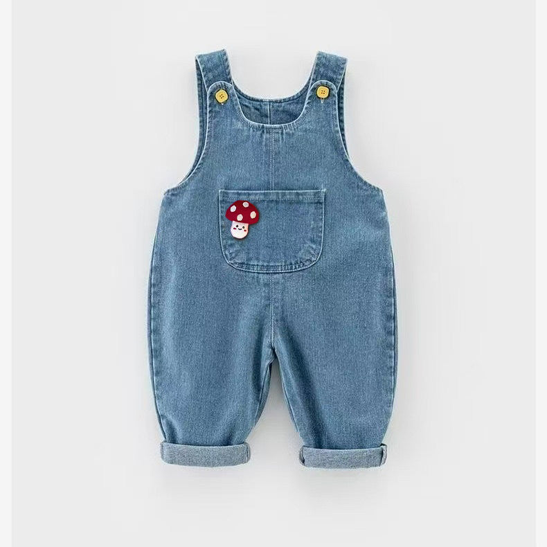 Loose-fit Fashionable Kids Denim Overalls
