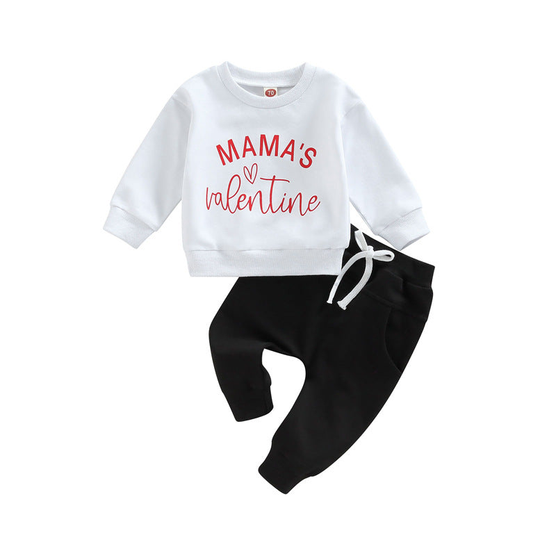 Autumn And Winter Boys Long-sleeved Sweater Lace-up Trousers