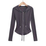 Waist slimming hooded cardigan top