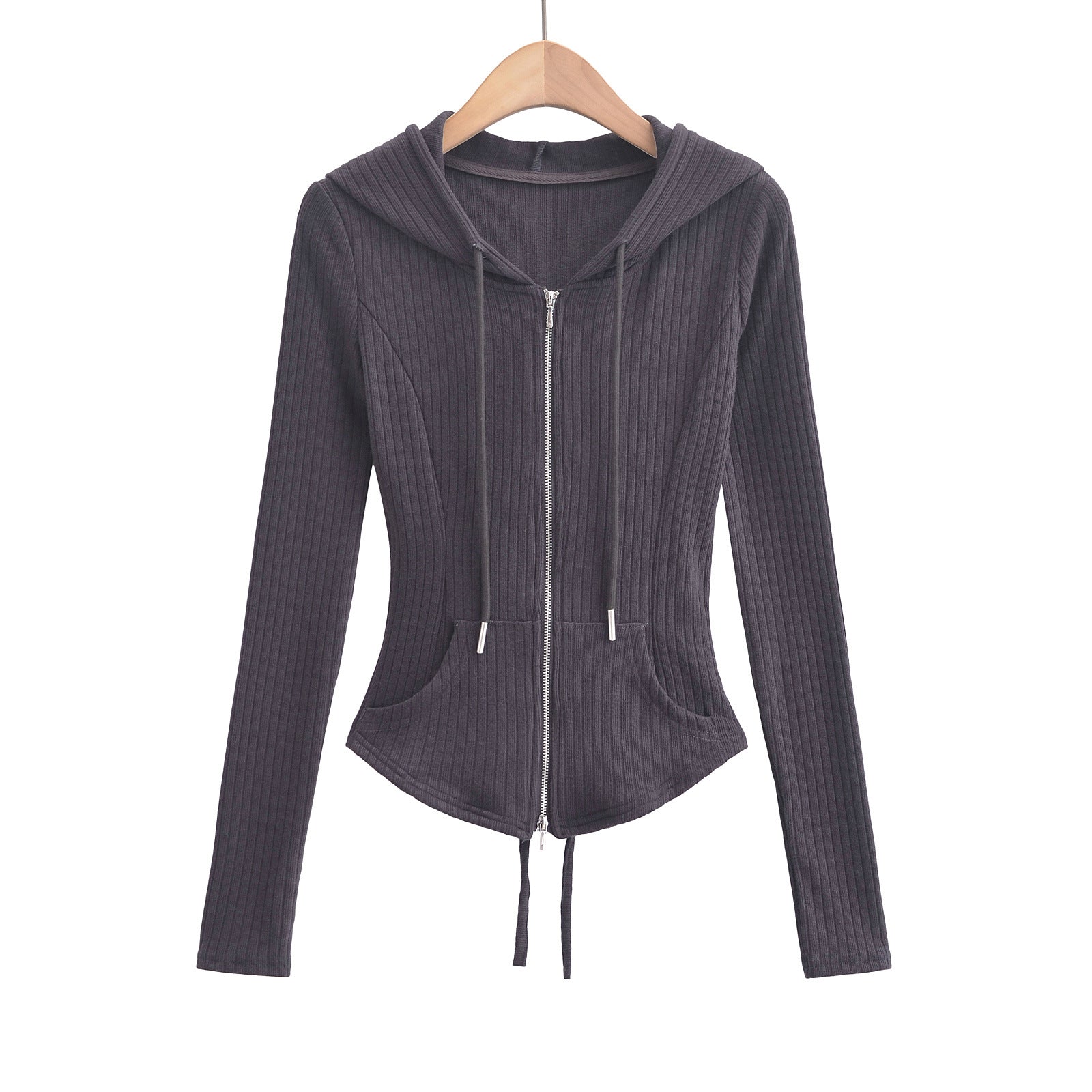 Waist slimming hooded cardigan top