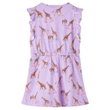 Children's dress with ruffled sleeves and waistband, size 104.