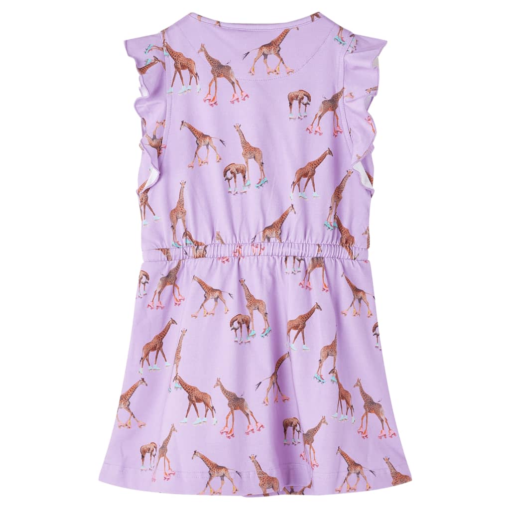 Children's dress with ruffled sleeves and waistband, size 104.