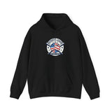 Patriotic Baseball Emblem Hoodie | vintage baseball graphic, red white blue