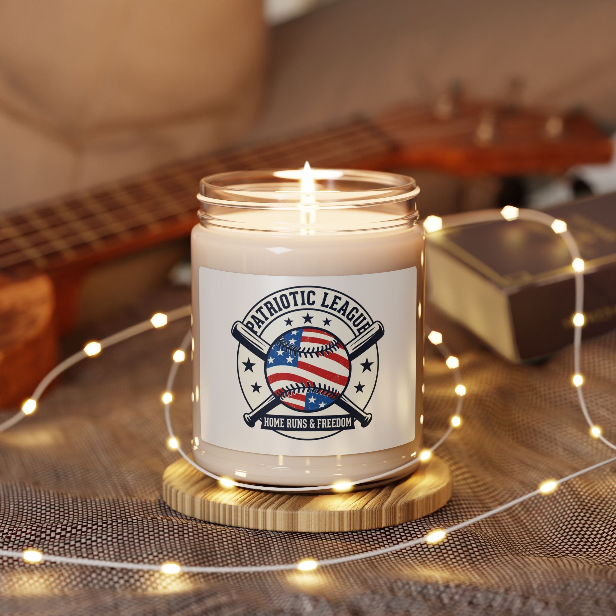 Patriotic Baseball Logo Candle | Soy Candle, Red White Blue Ballpark Aesthetic