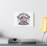 Patriotic Baseball Emblem Canvas | Vintage Red White Blue Baseball Wall Art