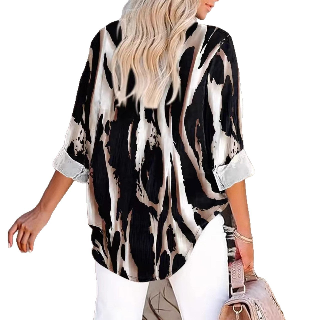Fashionable And Elegant Printed V-Neck Top For Women