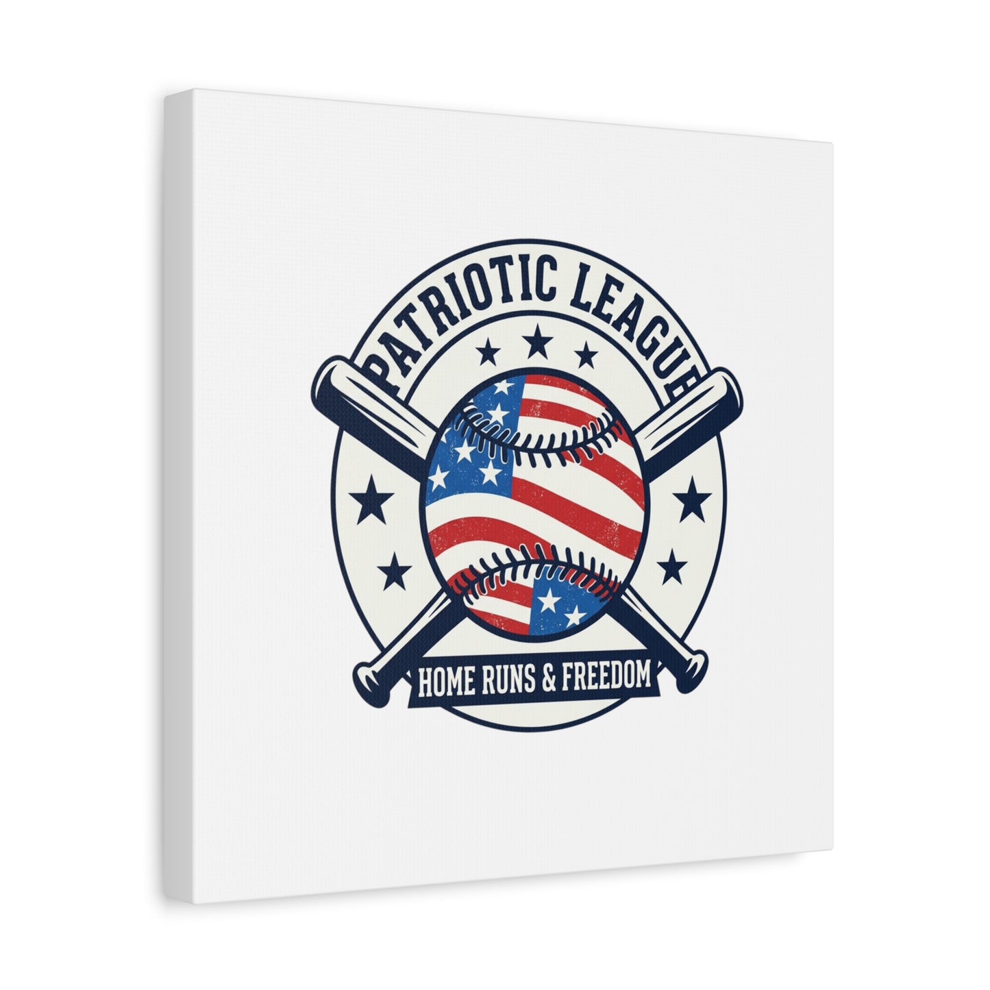 Patriotic Baseball Emblem Canvas | Vintage Red White Blue Baseball Wall Art