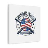Patriotic Baseball Emblem Canvas | Vintage Red White Blue Baseball Wall Art
