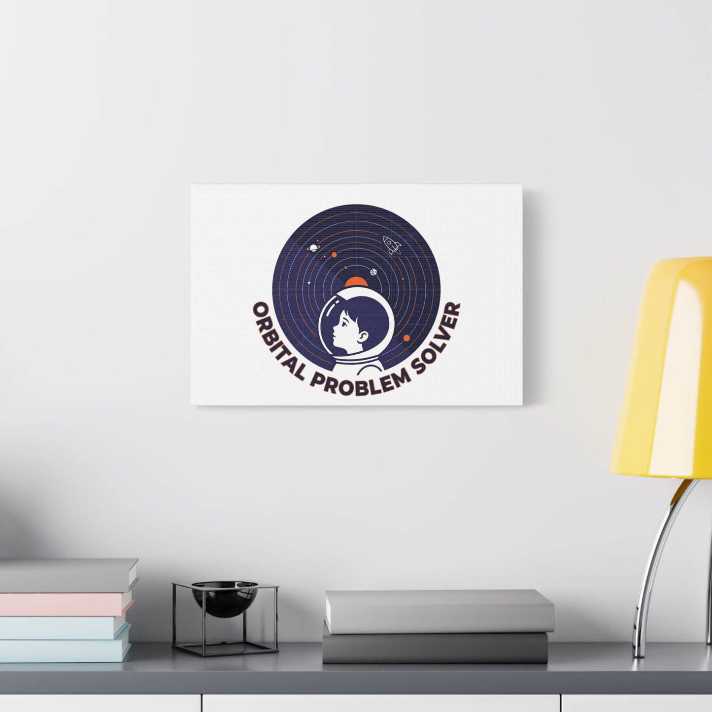 Orbital Problem Solver Canvas | space mission patch, astronaut art, cosmic science