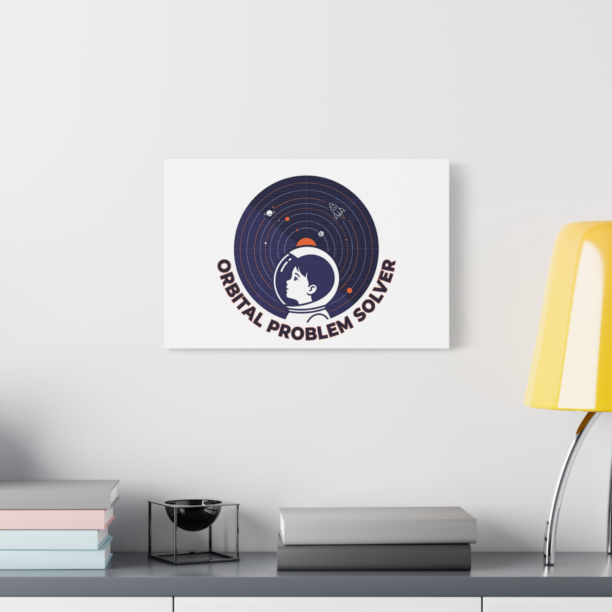 Orbital Problem Solver Canvas | space mission patch, astronaut art, cosmic science