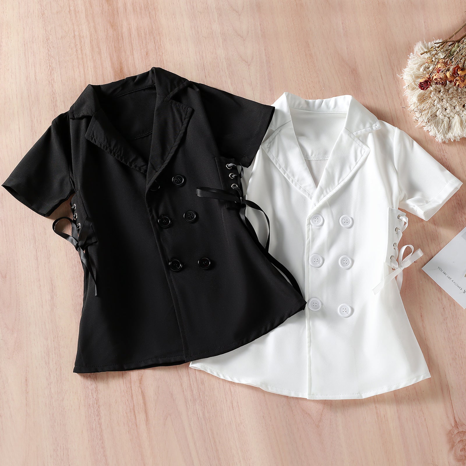 Korean-style Women's Cotton Short-sleeve Top Without A Hood