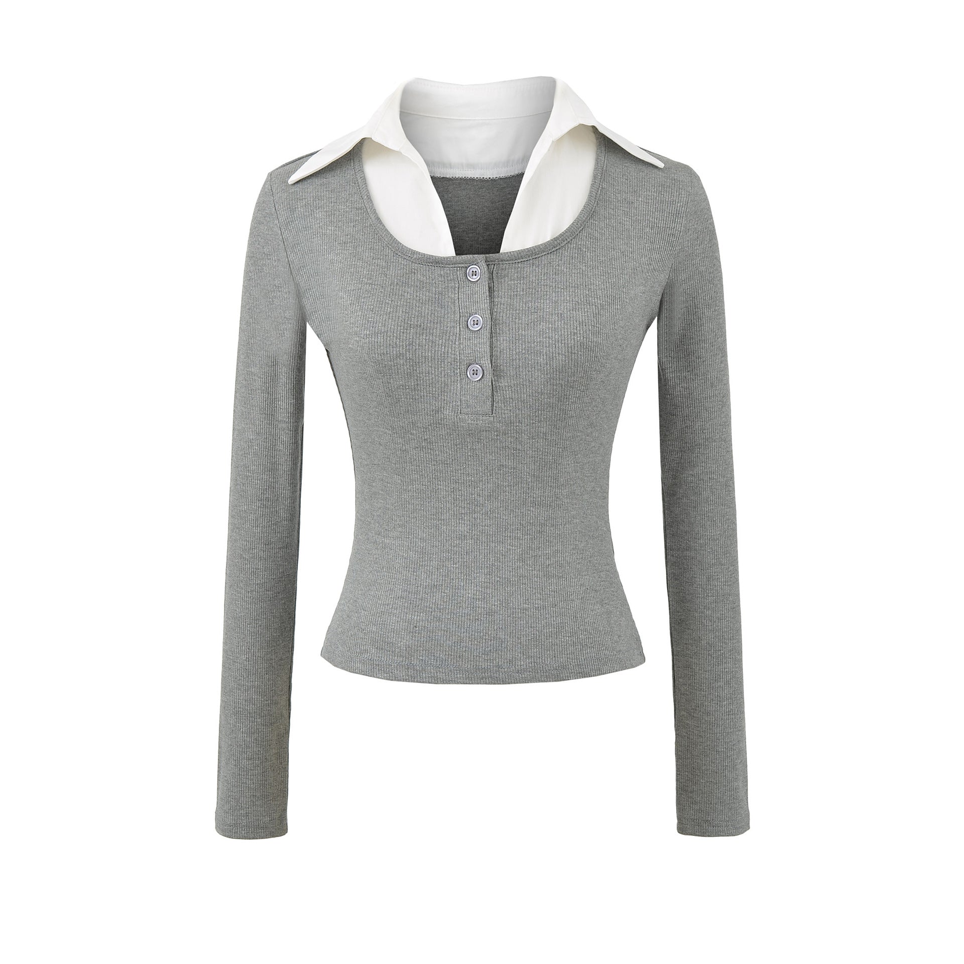Slim fit long sleeved pullover T-shirt top