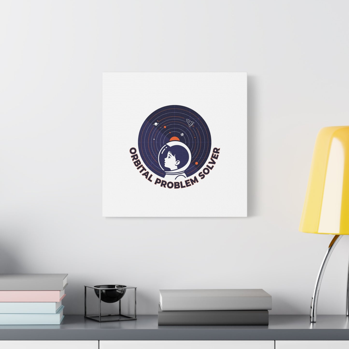 Orbital Problem Solver Canvas | space mission patch, astronaut art, cosmic science