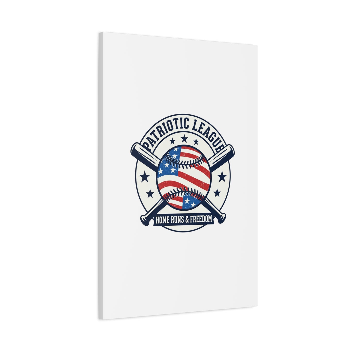 Patriotic Baseball Emblem Canvas | Vintage Red White Blue Baseball Wall Art