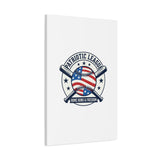 Patriotic Baseball Emblem Canvas | Vintage Red White Blue Baseball Wall Art