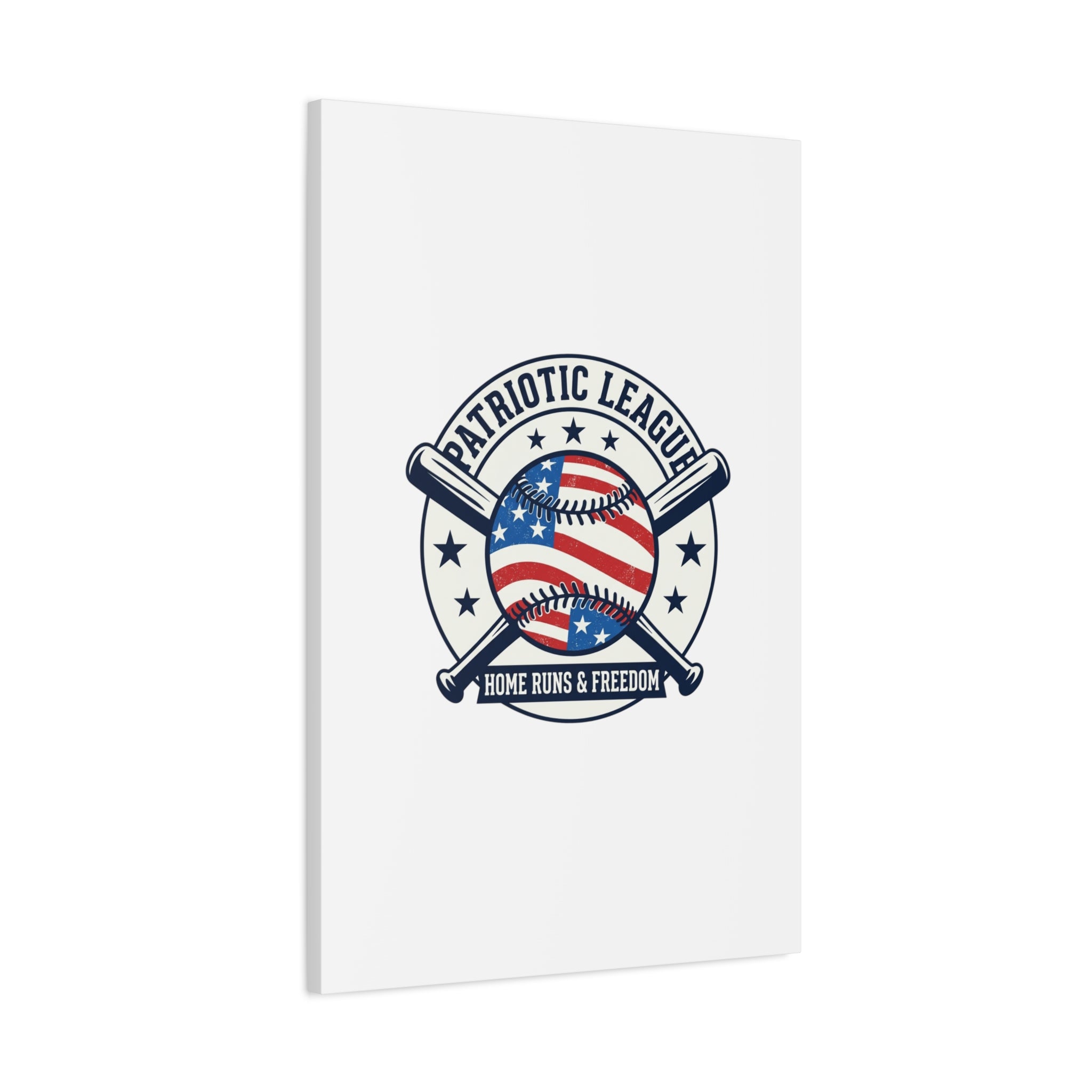 Patriotic Baseball Emblem Canvas | Vintage Red White Blue Baseball Wall Art