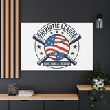 Patriotic Baseball Emblem Canvas | Vintage Red White Blue Baseball Wall Art