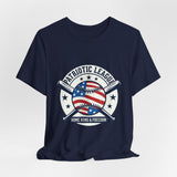 Patriotic Baseball Graphic Tee | Vintage Red White Blue Home Run Shirt