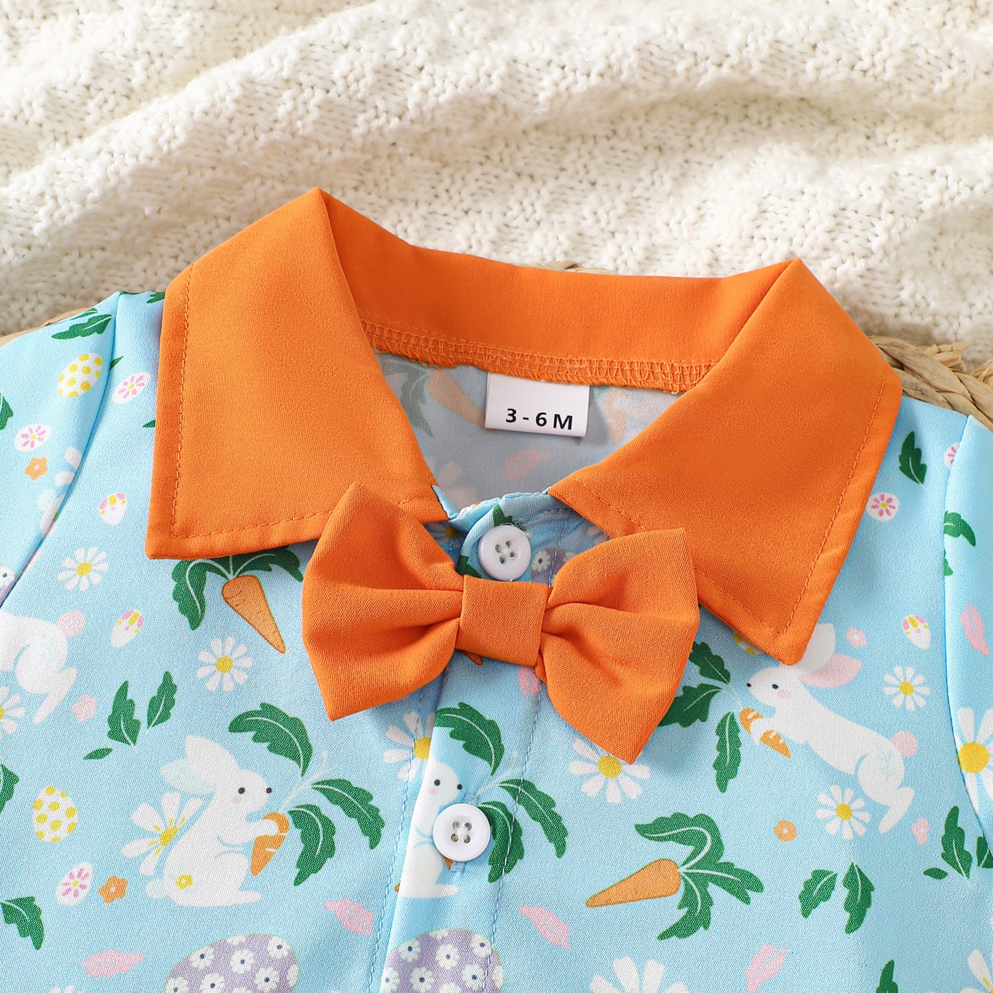 Printed Short-Sleeve Lapel Romper And Suspender Pants Set