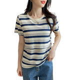 Pure Cotton Striped Postpartum Skin-Friendly Versatile Nursing Shirt