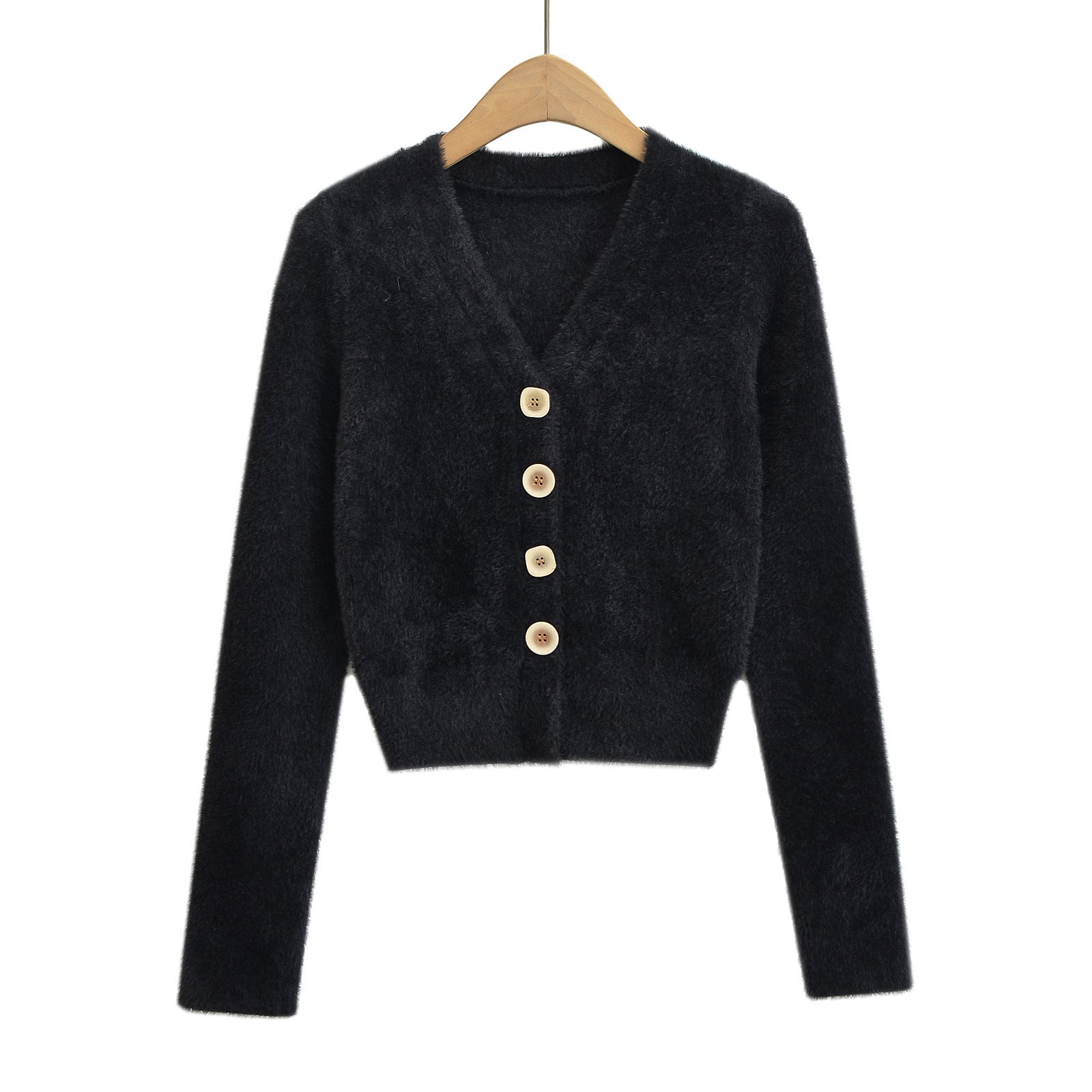 V-neck single breasted long sleeved top cardigan sweater