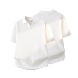 Slim-fit Lapel Solid-color Casual Thin Half-sleeve Mens