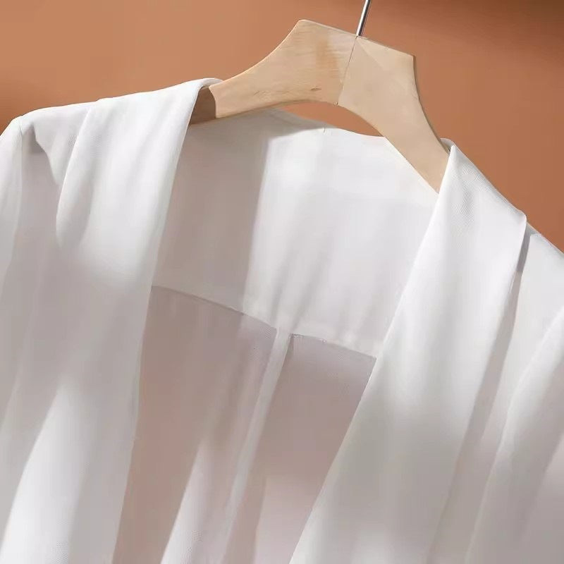 Women's Chiffon Cardigan With Three-quarter Sleeves