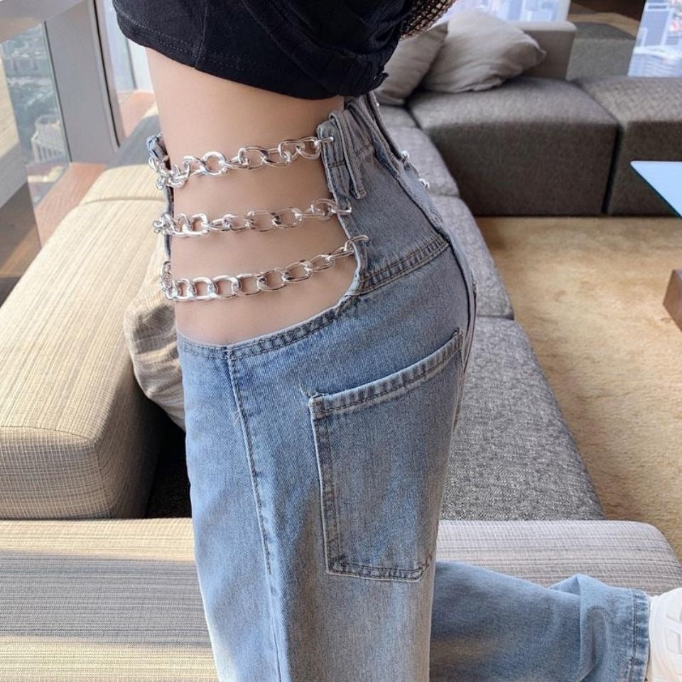 Spicy Girl Wide-leg Denim Jeans Women's Trendy