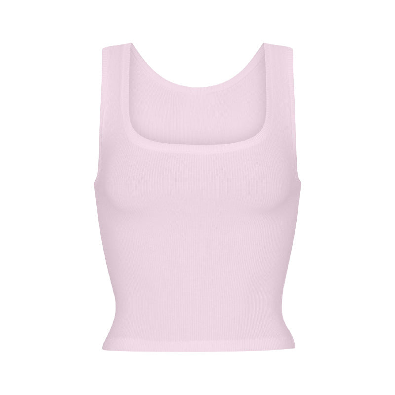Outerwear Square-neck Midriff-baring Vest For Women