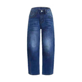 Stitched-detail Patch Pocket Tapered Womens Jeans