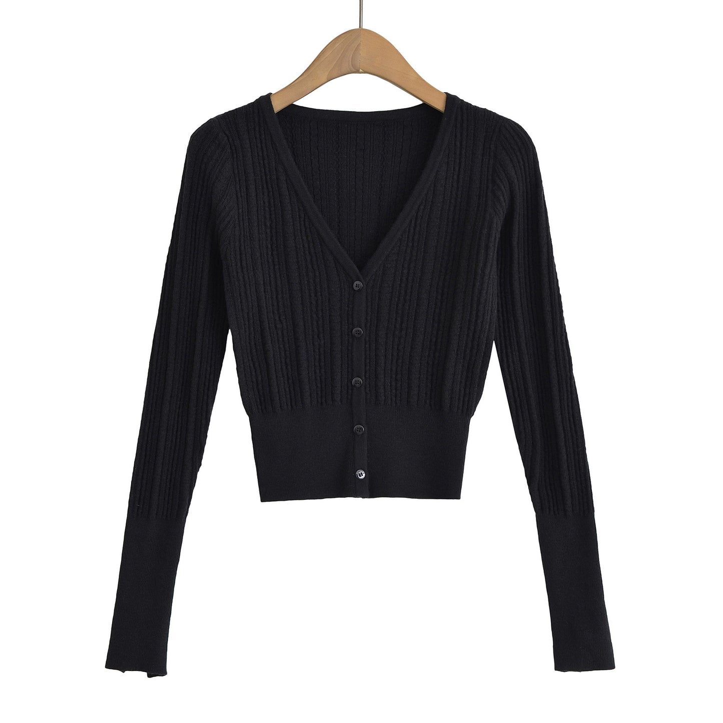 V-neck slim fit long sleeved top