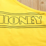 Non-hooded Letters Cotton Pullover Yellow Suit