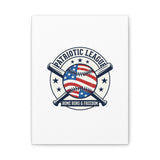 Patriotic Baseball Emblem Canvas | Vintage Red White Blue Baseball Wall Art