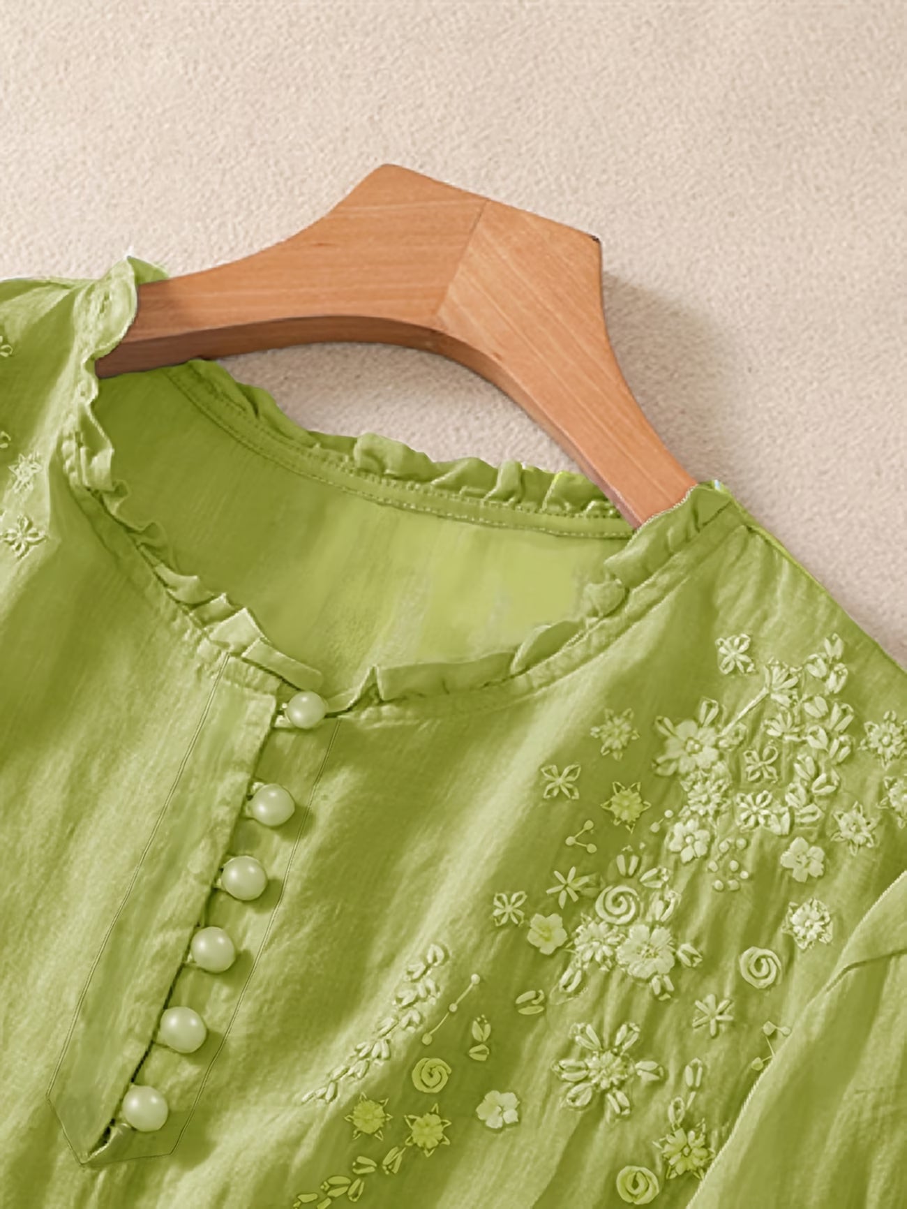 Women'S Loose-Fitting Vintage-Style Embroidered Shirt