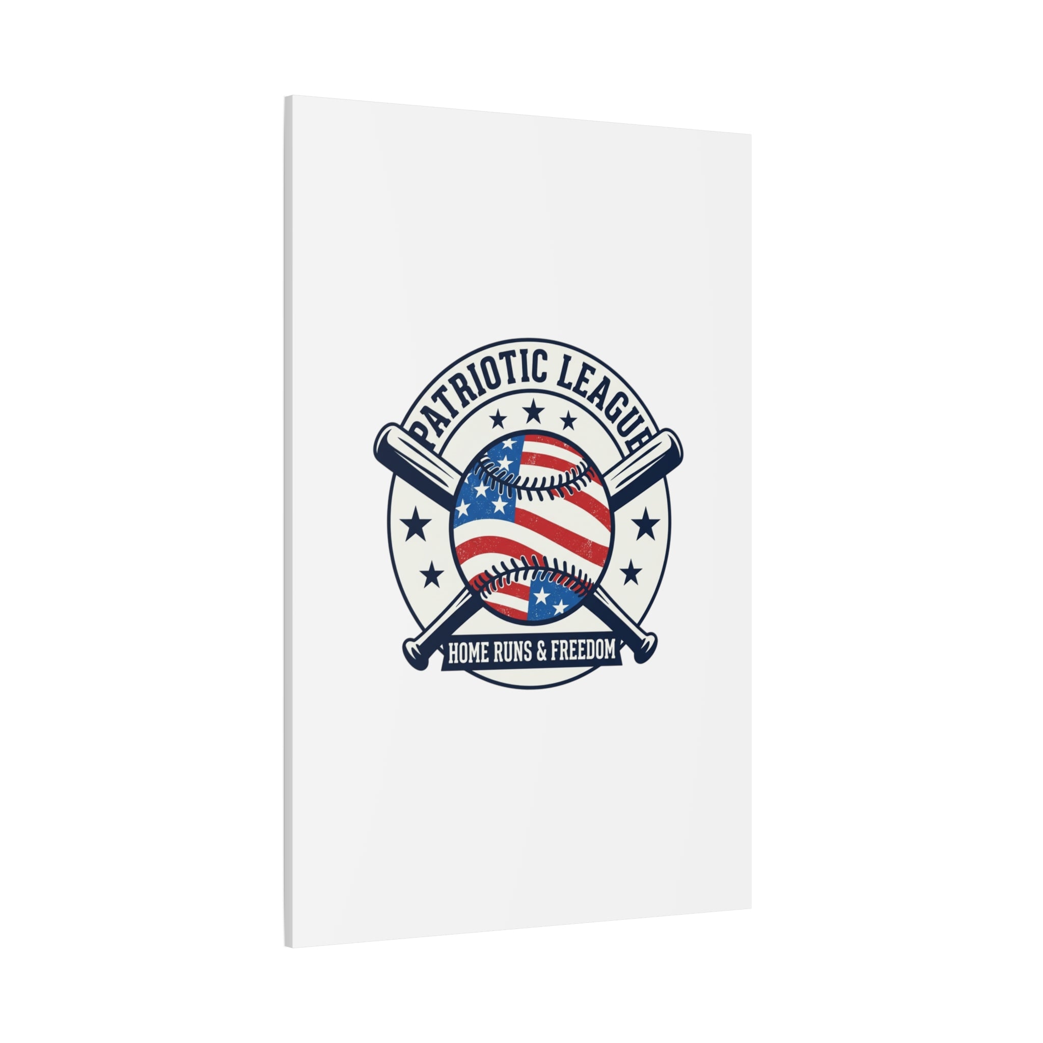 Patriotic Baseball Emblem Canvas | Vintage Red White Blue Baseball Wall Art